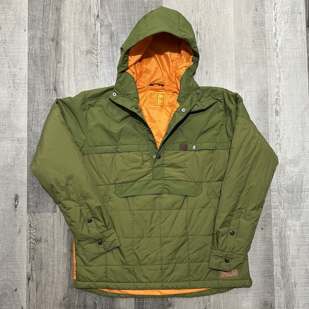 TREW GEAR Lightweight Hooded Anorak Quilted Green Outdoor Puffer Jacket Mens M